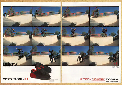 Duffs Moses Itkonen Skateboard Shoe - 2 Page Vintage Print Ad Ephemera 2002