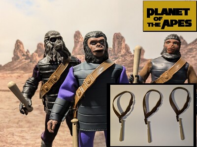 Planet of the Apes - Set of (3) Bandoliers and Clubs - 1:9 8'' Mego/Neca Scale