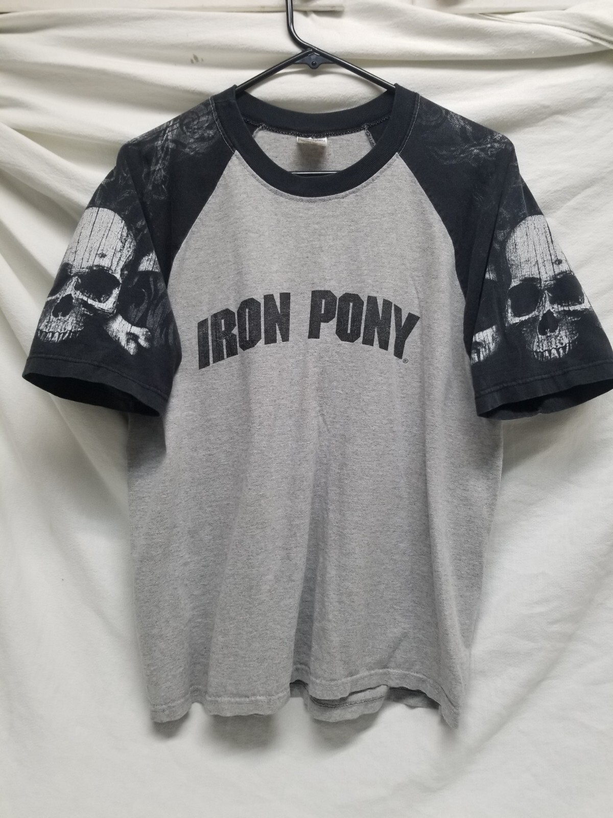 T shirt vintage Iron Pony Motorsports taglia media teschi