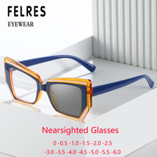 TR90 Women Cat Eye Photochromic Myopia Nearsighted Glasses Outdoor Sunglasses