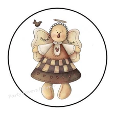 30 PRIMITIVE ANGEL ENVELOPE SEALS LABELS STICKERS PARTY FAVORS 1.5" ROUND