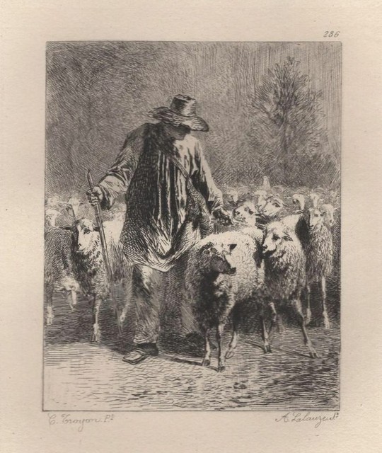 Constant Troyon Retour Of Herd Shepherd etching Lane Xixth Constant Troyon Retour Of Herd Shepherd etching Lane Xixth