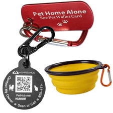 Web Enabled Smart ID Tag AND Pet Home Alone Tag Kit with FREE Travel Bowl