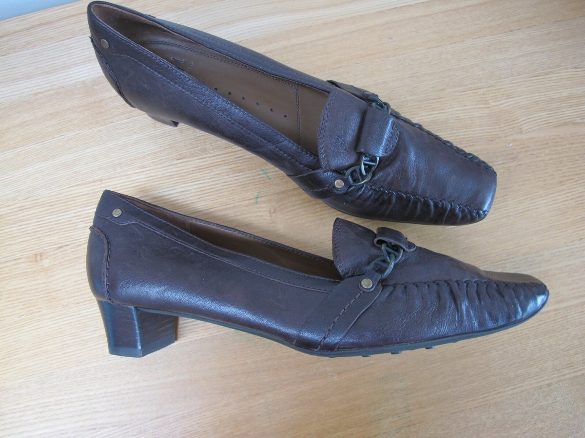 HOGL BROWN LEATHER COURT SHOES SIZE NARROW FITTING SQUARE TOE