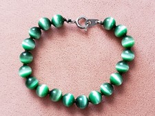 GENUINE * CAT'S EYE * BRACELET 7" Long, 8 mm BEADS, Hand-Made in USA
