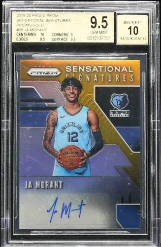 JA MORANT 2019 Panini Prizm Sensational Signatures GOLD /10 BGS 9.5 AUTO ROOKIE