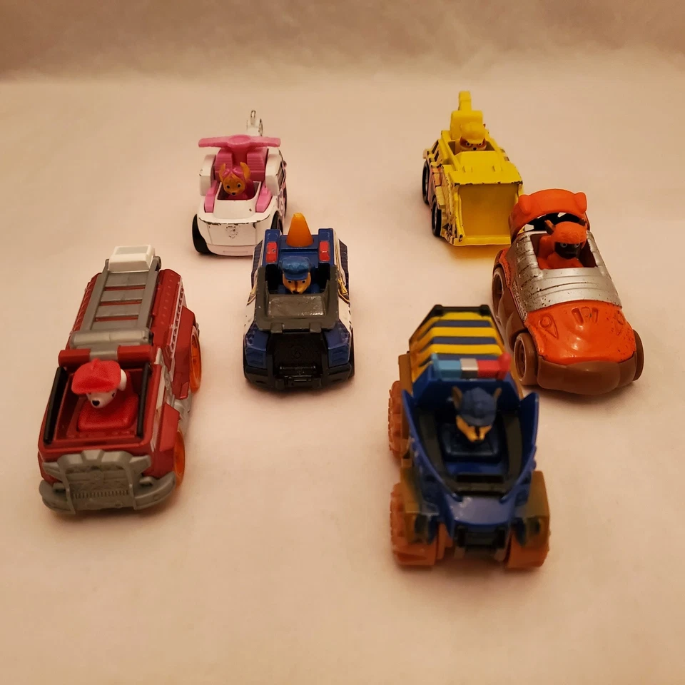 PAW PATROL 批量 6 件 压铸汽车 玩具 车辆 祖马 跟踪器 Sky Marshall Rubble — 第 3/4 张图片