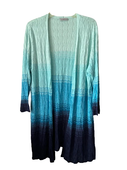 CATHERINES Women s Ombre Blue Knitted Long Sleeve Open Front Shag