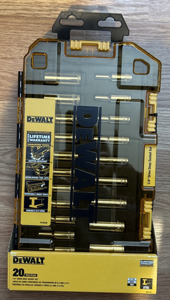 Dewalt Tough Box 1/4" Drive Deep Socket Set DWMT73811 New 20 Sockets ...