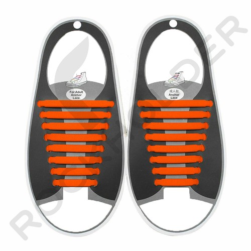 Silicone Elastic Shoelaces Rubber No Tie Shoe Lace Trainer Shoes Kids & Adult UK - Picture 40 of 63