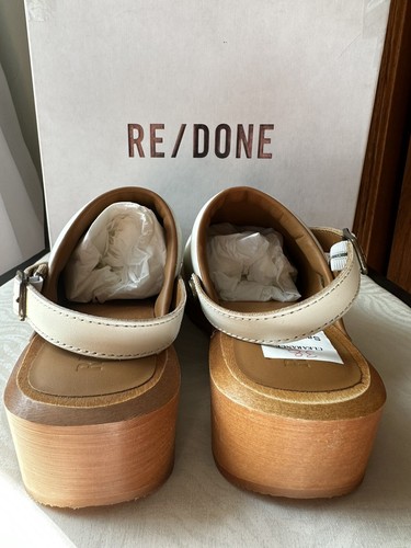NWB Redone 70’s Classic Clogs Off White, MSRP $415, Leather, Boho, Sz 38 - Bild 3 von 7