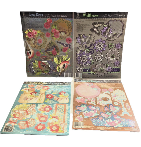 Hot Off The Press 3-D Papier Tole Foil Die Cuts Emma's Garden & More Lot of 4