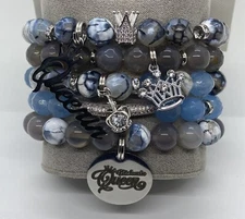 10mm Gemstone Round Bead Bracelet. 5stack.