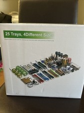 25 PCS Plastic Drawer Organizers Set 4-Size Versatile Bathroom and Vanity Trays