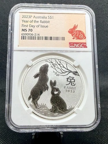 2023 P Australia 1 Oz .9999 Silver Year of the Rabbit NGC MS70!