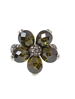 THOMAS SABO Statementring Damen Ring Gr. DE 52 silberfarben-khaki Elegant