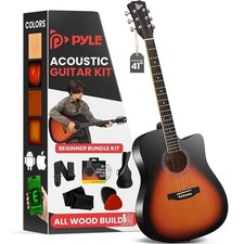 Pyle 41" Full-Size Acoustic Guitar Kit-Cutaway Body w/ Accessory Kit
