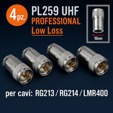 4pz PL259 UHF Maschio Low Loss • Cavo 10mm RG213 / RG214 (tipo Messi & Paoloni)