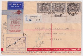 AUSTRALIA 1931: regd souvenir cover LONDON AAMC #222 signed C. Kingsford Smith
