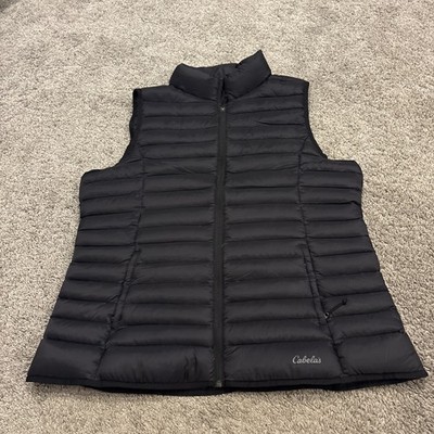 Cabelas Vest Men s 2XL Puffer Vest Goose Down Feathers Insulated Black XXL