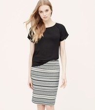 Nuevo con etiquetas Ann Taylor LOFT Ivor Jackard rayas negras talla 00 Petite