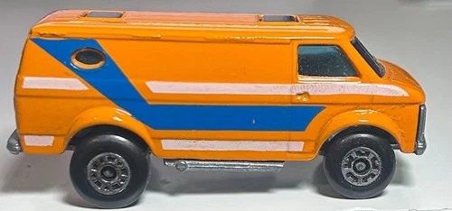 Matchbox Lesney Superfast #68 Orange Chevy Van (White/Blue Stripes)