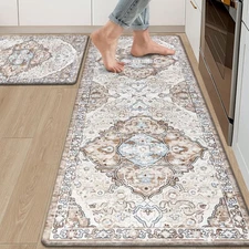 Anti Fatigue Kitchen Rugs Sets of 2 Cushioned Kitchen Mats for Floor Waterpro...
