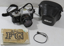 Nikon FG 35mm SLR Film Camera Quantaray Mc 1:2.8 F=28mm with Case Tested Works