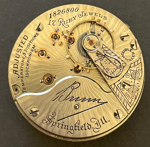 Antique 1907 Illinois Bunn Pocket Watch Movement Parts/Repair 18s 17j USA