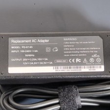65W USB-C Laptop Charger Replacement AC Adapter PD-67-65 Black
