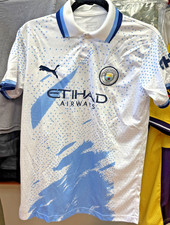 Puma Manchester City Home Jersey Etihad Airways White Blue Soccer Shirt Men’s M