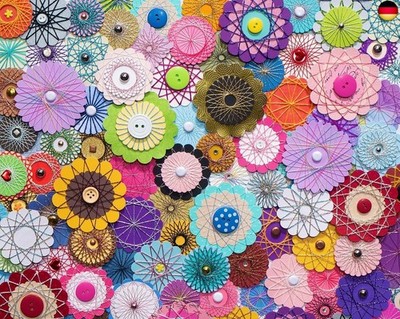 Springbok's Bloomin Buttons 1000 Piece Jigsaw Puzzle for Adults by Artist Linda
