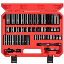 48-Piece 3/8" Drive Impact Socket Set, SAE/Metric, Deep/Shallow Sockets 5/16...