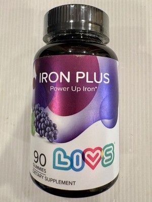 LIVS Iron Gummies w/ Vitamin C B12 Folate Zinc Energy Support 90 Count