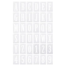 6 Inch Letter Number Stencils Alphabet Templates Set with Ring 4"W White 36pcs