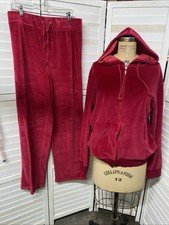 Y2K Coaco Red Velour 2 Piece Tracksuit Set Plus Sz 1X Jacket  Pant