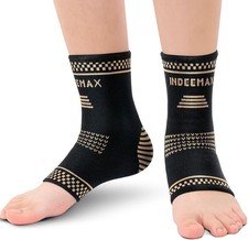 Ankle Brace for Men and Women, Copper Infused Compression Sleeve Black Size XL