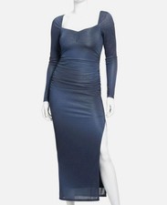 Guess Women's Blue Long-Sleeve Sweetheart-Neck Maxi Dress Size 8.