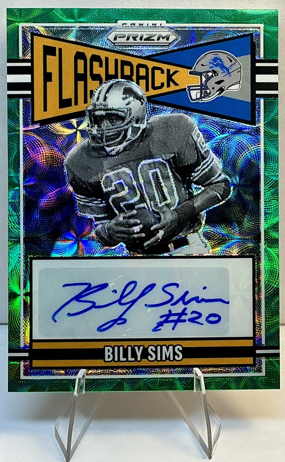 2025 Panini Prizm Billy Sims Green Scope /75 Flashback Auto Detroit Lions