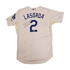 Tommy Lasorda Dodgers Autographed Signed Inscribed Majestic Replica Jersey JSA-1