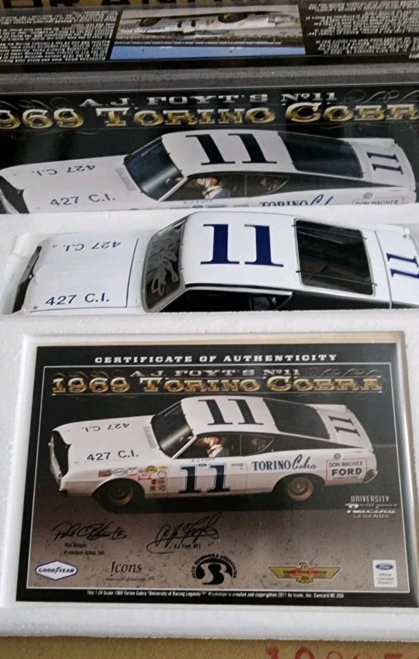 Aj Foyt #11 Torino Cobra Autographed 1 /24th By University of Racing - Image 2 of 2