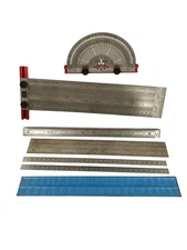 6 pieces Incra Rules set 12 Inch Precision Marking Rule Protractor Bend T-Rule