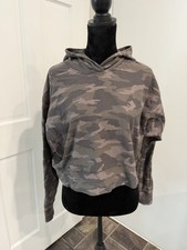 Athleta Farallon Printed Sweatshirt Camo Brown Khaki Hoodie Women s Medium P