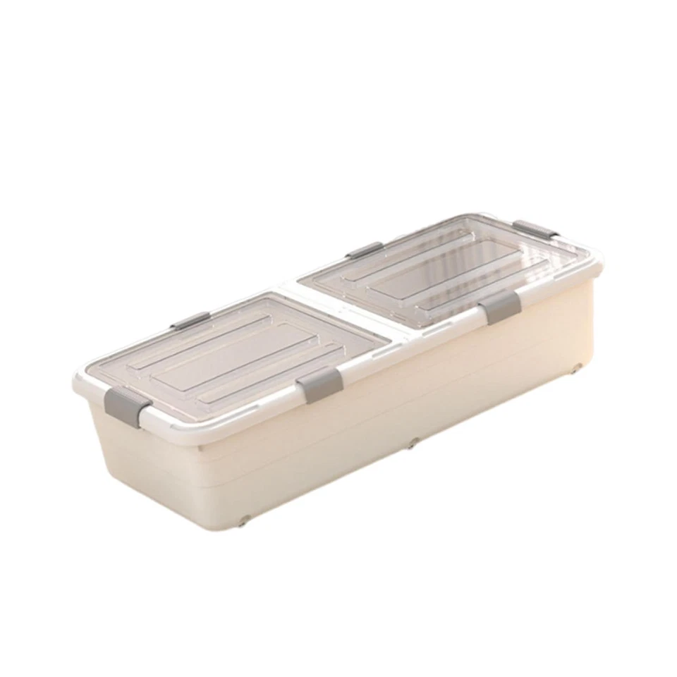 Almacenamiento debajo de la cama con ruedas cubo rodante para zapatos ropa moda abierto desde Foto 3 de 4