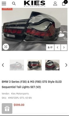 Kies Motorsports BMW 3 Series (F30)&(F80) GTS Style OLED Sequential Tail Lights