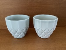 Set of 2 Ceramic Plant Pot Covers for Baby Plants / Cactus - Textured Grey - VGC