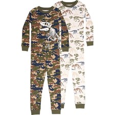 Big Boy's Camo T-Rex DinosaurThemed 4-Piece Cotton Pajama Set, Size 8