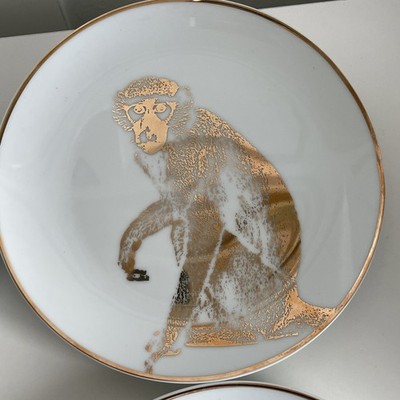 Z Gallerie Safari Animal Print Porcelain Dinner Plates Set of 4