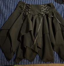 Romwe Gothic A Symmetrical Lace/corset Front With Side Zip Size S Midi Skirt