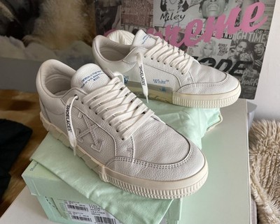 Off-White Vulcanized EU42 Calf Leather Shoes Hands Logo Arrow Patch Sneakers